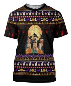 Gearhuman 3D Golden Retriever Halloween Ugly Sweater Custom Tshirt Apparel GV310812 3D T-shirt T-Shirt S 