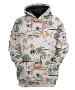 Gearhuman 3D Golden Retriever Hawaii Beach Retro Custom Hoodie Apparel GV220614 3D Custom Fleece Hoodies Hoodie S 