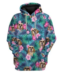 Gearhuman 3D Golden Retriever Tropical Hawaii Custom Hoodie Apparel GW130710 3D Custom Fleece Hoodies Hoodie S 