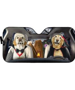 Gearhuman 3D Golden Retriever Vampire Custom Car Auto Sunshade GW01094 Auto Sunshade 57''x27.5'' 