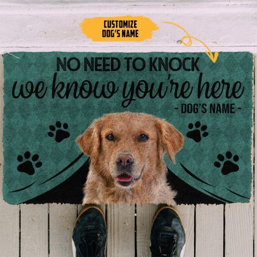 Gearhuman 3D Golden Retriever We Know You Are Here Custom Name Doormat GW29017 Doormat
