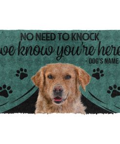Gearhuman 3D Golden Retriever We Know You Are Here Custom Name Doormat GW29017 Doormat Doormat S(15,8''x23,6'')