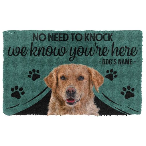Gearhuman 3D Golden Retriever We Know You Are Here Custom Name Doormat GW29017 Doormat Doormat S(15,8''x23,6'')