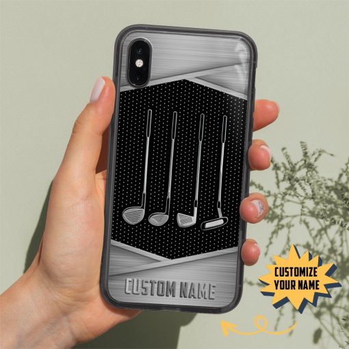 Gearhuman 3D Golf Silver Custom Name Phonecase GB30129 Glass Phone Case