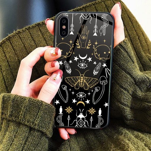 Gearhuman 3D Gothic Halloween Pattern Custom Phonecase GC15092 Glass Phone Case