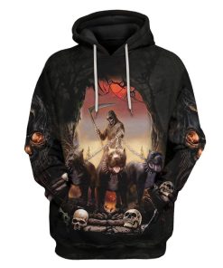Gearhuman 3D Grim Reaper Pitbull Custom Hoodie Apparel GW17063 3D Custom Fleece Hoodies Hoodie S 