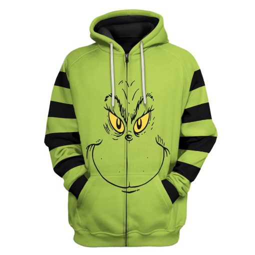 Gearhuman 3D Grinch Stripes Tshirt Hoodie Apparel GB06018 3D Apparel Zip Hoodie S