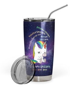 Gearhuman 3D Grumpy Unicorn Annoyed Unicorn Touchy Unicorn Moody Unicorn Custom Name Design Vacuum Insulated Tumbler GV11097 Tumbler 20oz 