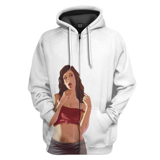 Gearhuman 3D GTA Mulher Kiss Custom Tshirt Hoodie Apparel GN19071 3D Custom Fleece Hoodies Zip Hoodie White S