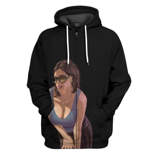 Gearhuman 3D GTA Mulher Kiss Custom Tshirt Hoodie Apparel GN19072 3D Custom Fleece Hoodies Zip Hoodie Black S