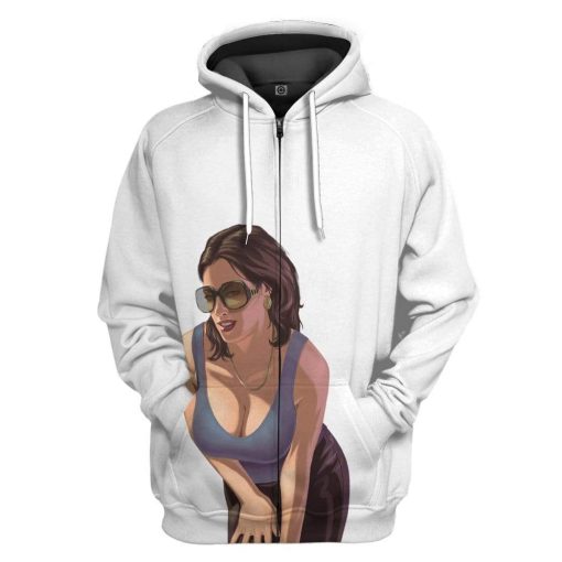 Gearhuman 3D GTA Mulher Kiss Custom Tshirt Hoodie Apparel GN19072 3D Custom Fleece Hoodies Zip Hoodie White S