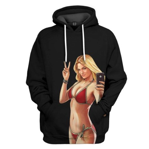 Gearhuman 3D GTA Mulher Kiss Custom Tshirt Hoodie Apparel GN19073 3D Custom Fleece Hoodies Hoodie Black S