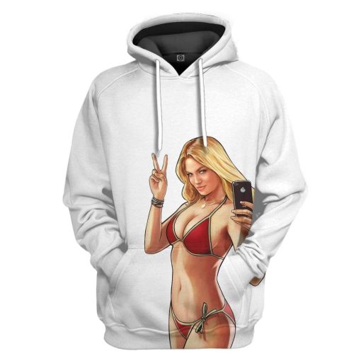Gearhuman 3D GTA Mulher Kiss Custom Tshirt Hoodie Apparel GN19073 3D Custom Fleece Hoodies Hoodie White S