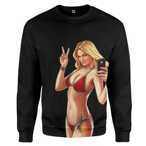 Gearhuman 3D GTA Mulher Kiss Custom Tshirt Hoodie Apparel GN19073 3D Custom Fleece Hoodies Long Sleeve Black S