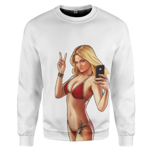 Gearhuman 3D GTA Mulher Kiss Custom Tshirt Hoodie Apparel GN19073 3D Custom Fleece Hoodies Long Sleeve White S