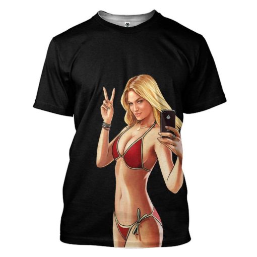 Gearhuman 3D GTA Mulher Kiss Custom Tshirt Hoodie Apparel GN19073 3D Custom Fleece Hoodies T-Shirt Black S