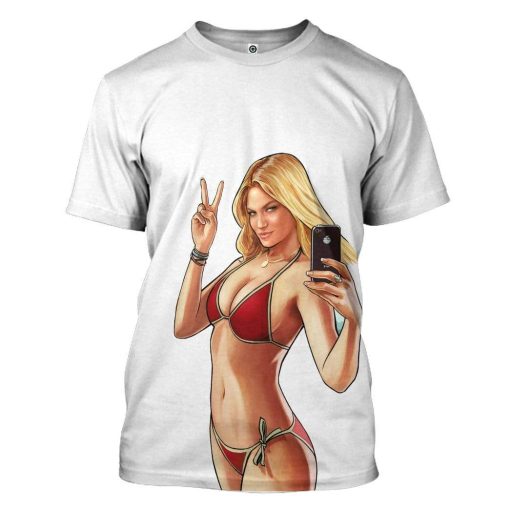 Gearhuman 3D GTA Mulher Kiss Custom Tshirt Hoodie Apparel GN19073 3D Custom Fleece Hoodies T-Shirt White S