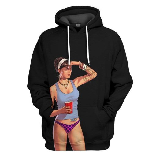 Gearhuman 3D GTA Mulher Kiss Custom Tshirt Hoodie Apparel GN19075 3D Custom Fleece Hoodies Hoodie Black S