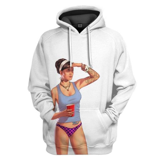 Gearhuman 3D GTA Mulher Kiss Custom Tshirt Hoodie Apparel GN19075 3D Custom Fleece Hoodies Hoodie White S