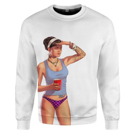 Gearhuman 3D GTA Mulher Kiss Custom Tshirt Hoodie Apparel GN19075 3D Custom Fleece Hoodies Long Sleeve White S