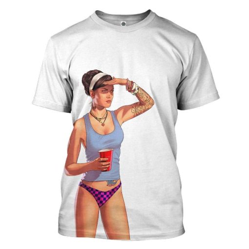 Gearhuman 3D GTA Mulher Kiss Custom Tshirt Hoodie Apparel GN19075 3D Custom Fleece Hoodies T-Shirt White S