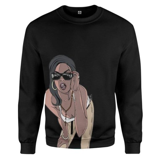 Gearhumans 3D GTA Mulher Kiss Custom Tshirt Hoodie Apparel 20 Gearhuman 3D GTA Mulher Kiss Custom Tshirt Hoodie Apparel GN20071 3D Custom Fleece Hoodies Long Sleeve Black S