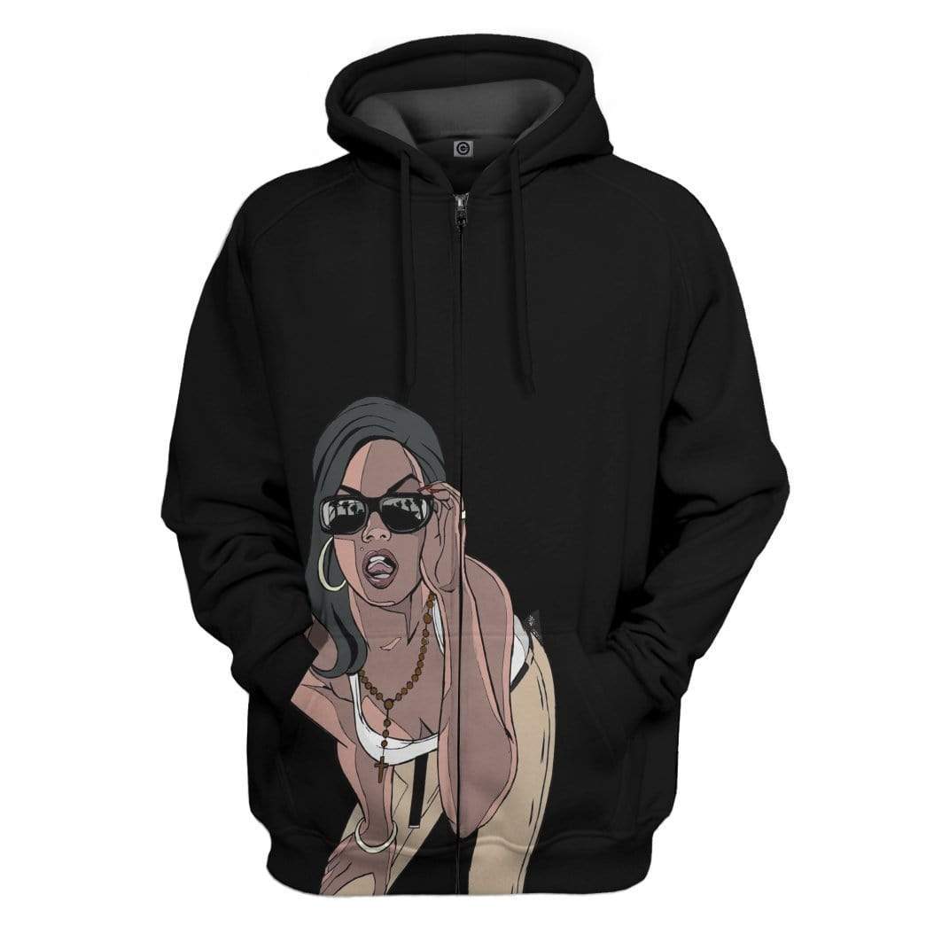 Gearhumans 3D GTA Mulher Kiss Custom Tshirt Hoodie Apparel 8 Gearhuman 3D GTA Mulher Kiss Custom Tshirt Hoodie Apparel GN20071 3D Custom Fleece Hoodies Zip Hoodie Black S