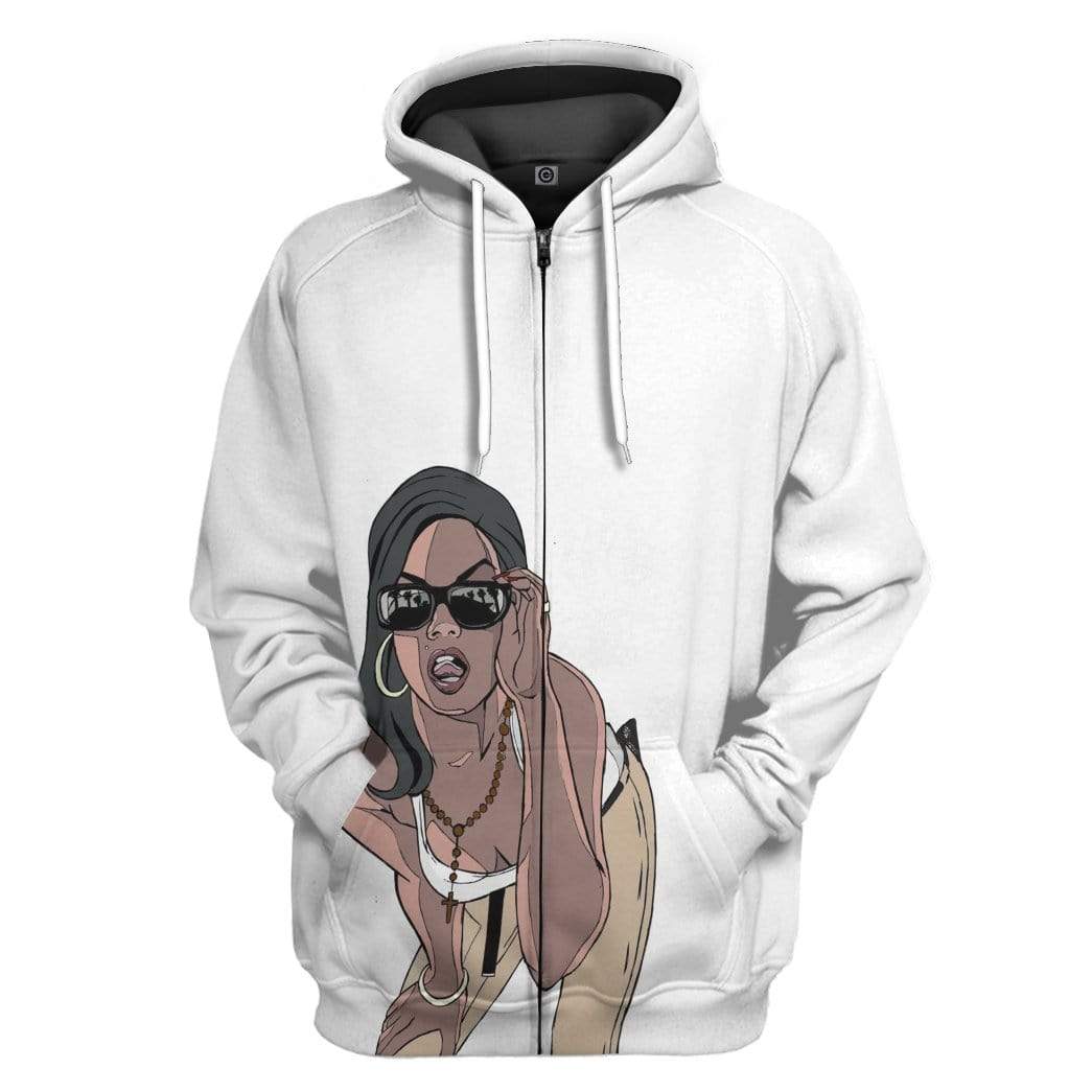 Gearhumans 3D GTA Mulher Kiss Custom Tshirt Hoodie Apparel 4 Gearhuman 3D GTA Mulher Kiss Custom Tshirt Hoodie Apparel GN20071 3D Custom Fleece Hoodies Zip Hoodie White S