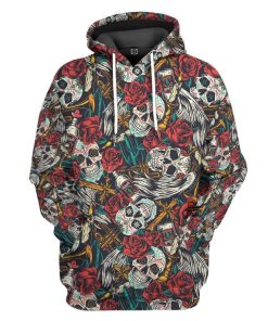 Gearhuman 3D Halloween Day Of The Dead Custom Hoodie Apparel GN170815 3D Custom Fleece Hoodies Hoodie S 