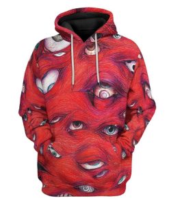 Gearhuman 3D Halloween Satanic Eyes Custom Hoodie Apparel GN170818 3D Custom Fleece Hoodies Hoodie S 