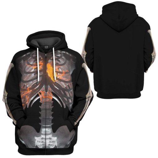 Gearhuman 3D Halloween Skeleton Custom Hoodie Apparel GW12081 3D Custom Fleece Hoodies