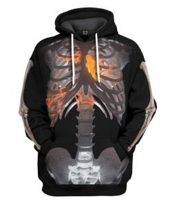 Gearhuman 3D Halloween Skeleton Custom Hoodie Apparel GW12081 3D Custom Fleece Hoodies Hoodie S 