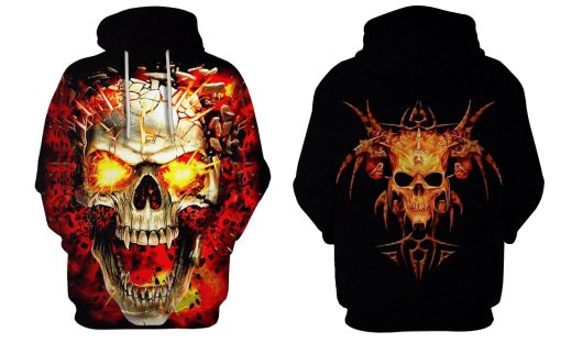 Gearhuman 3d HALLOWEEN Skull Hoodies - T-Shirt Apparel HL101150 3D Custom Fleece Hoodies