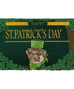 Gearhuman 3D Happy St Patrick Day Pug Custom Doormat GW02024 Doormat Doormat S(15,8''x23,6'')