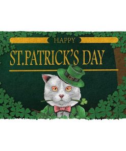 Gearhuman 3D Happy St Patrick Day White Cat Custom Doormat GW02025 Doormat Doormat S(15,8''x23,6'')