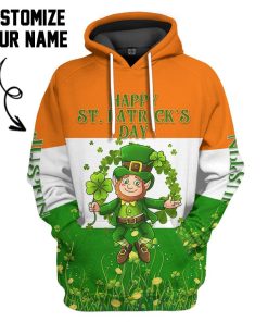 Gearhuman 3D Happy St Patricks Day Shamrock Custom Name Tshirt Hoodie Apparel GW26024 3D Apparel Hoodie S