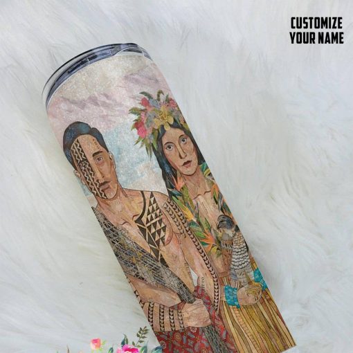 GearHuman 3D Hawaiian Couple Custom Name Tumbler GR16012 Tumbler