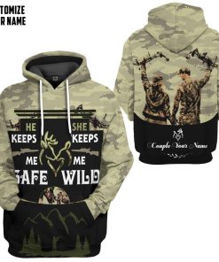 Gearhuman 3D He Keeps Me Safe She Keeps Me Wild Custom Name Text Tshirt Hoodie Apparel GW14016 3D Apparel 