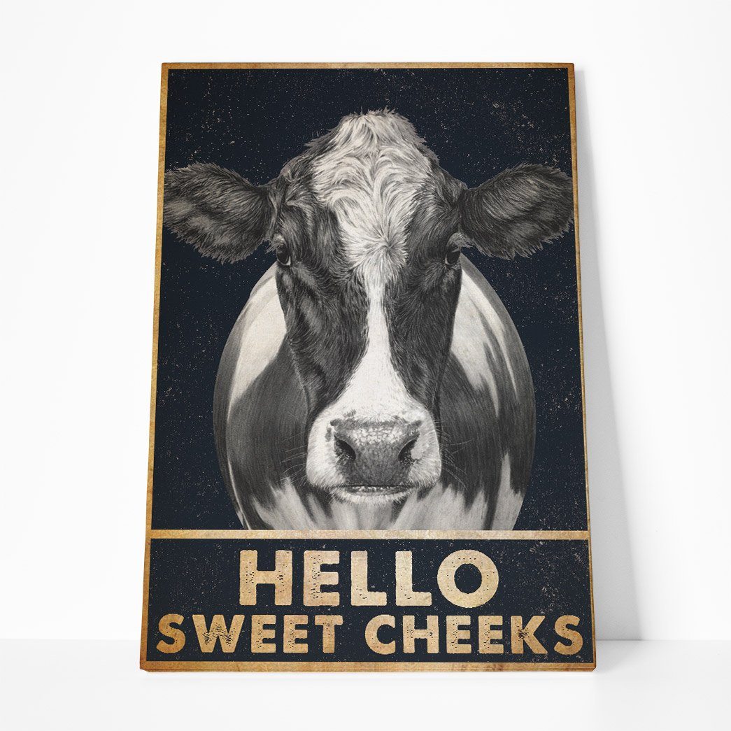 Gearhumans 3D Hello Sweet Cheeks Cow Canvas 1 Gearhuman 3D Hello Sweet Cheeks Cow Canvas GB01036 Canvas 1 Piece Non Frame M