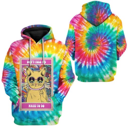 Gearhuman 3D Hippie Cat Custom Hoodie Apparel GH210525 3D Custom Fleece Hoodies