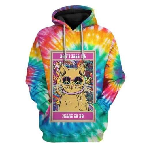Gearhuman 3D Hippie Cat Custom Hoodie Apparel GH210525 3D Custom Fleece Hoodies Hoodie S