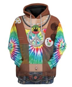 Gearhuman 3D Hippie Custom Hoodie Apparel GV26075 3D Custom Fleece Hoodies Hoodie S 