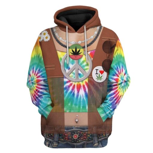Gearhuman 3D Hippie Custom Hoodie Apparel GV26075 3D Custom Fleece Hoodies Hoodie S