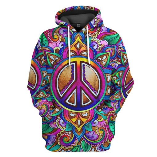 Gearhuman 3D Hippie Custom Tshirt Hoodie Apparel ZL09111 3D Apparel Hoodie S