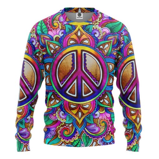Gearhuman 3D Hippie Custom Tshirt Hoodie Apparel ZL09111 3D Apparel Long Sleeve S