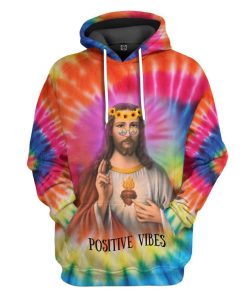 Gearhuman 3D Hippie Jesus Custom Hoodie Apparel GW01074 3D Custom Fleece Hoodies Hoodie S 