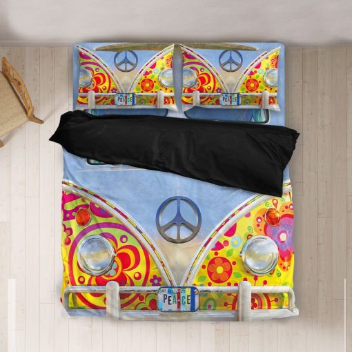Gearhumans 3D Hippie Peace Van Custom Bedding Set 5 Gearhuman 3D Hippie Peace Van Custom Bedding Set GV28087 Bedding Set