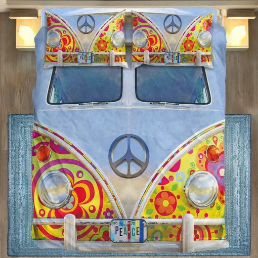 Gearhumans 3D Hippie Peace Van Custom Bedding Set 4 Gearhuman 3D Hippie Peace Van Custom Bedding Set GV28087 Bedding Set Twin 3PCS