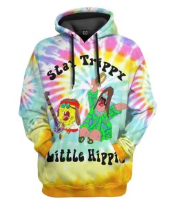 Gearhuman 3D Hippie Spongebob Squarepants Custom Hoodie Apparel GW080910 3D Custom Fleece Hoodies Hoodie S 