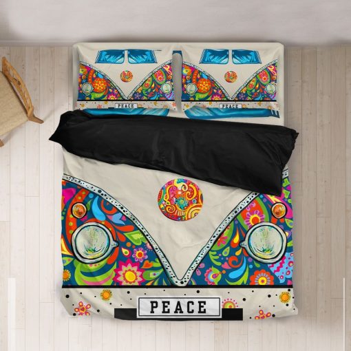 Gearhumans 3D Hippie Van Car Custom Bedding Set 4 Gearhuman 3D Hippie Van Car Custom Bedding Set GV31081 Bedding Set Twin 3PCS
